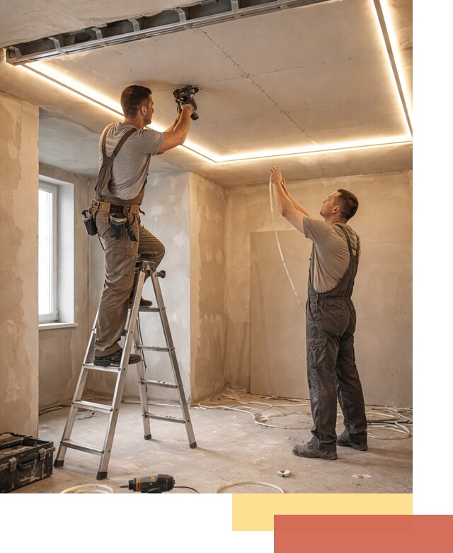 Потолок из гипсокартона с подсветкой в Приморско-ахтарске