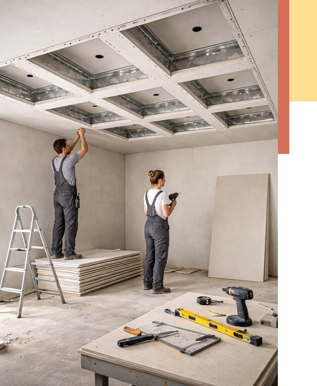 Кессонный потолок из гипсокартона в Приморско-ахтарске от 1876 руб. — монтаж и под ключ | ОТДЕЛОЧНИК-Прр