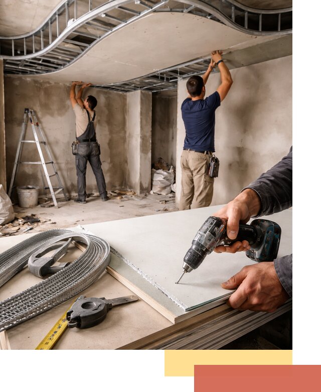 Криволинейный потолок из гипсокартона в Приморско-ахтарске — монтаж и отделка