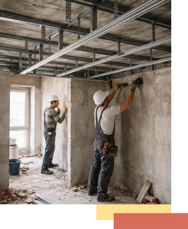 Монтаж каркаса потолка из профильного профиля в Приморско-ахтарске