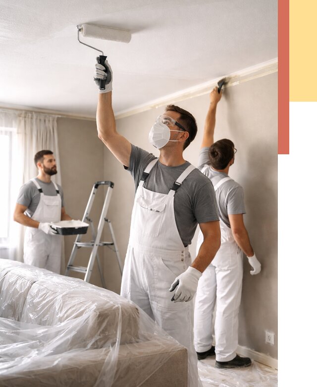 Покраска потолка водоэмельсионной краской в Приморско-ахтарске от 2230 руб/м² — услуги под ключ | ОТДЕЛОЧНИК-Прр