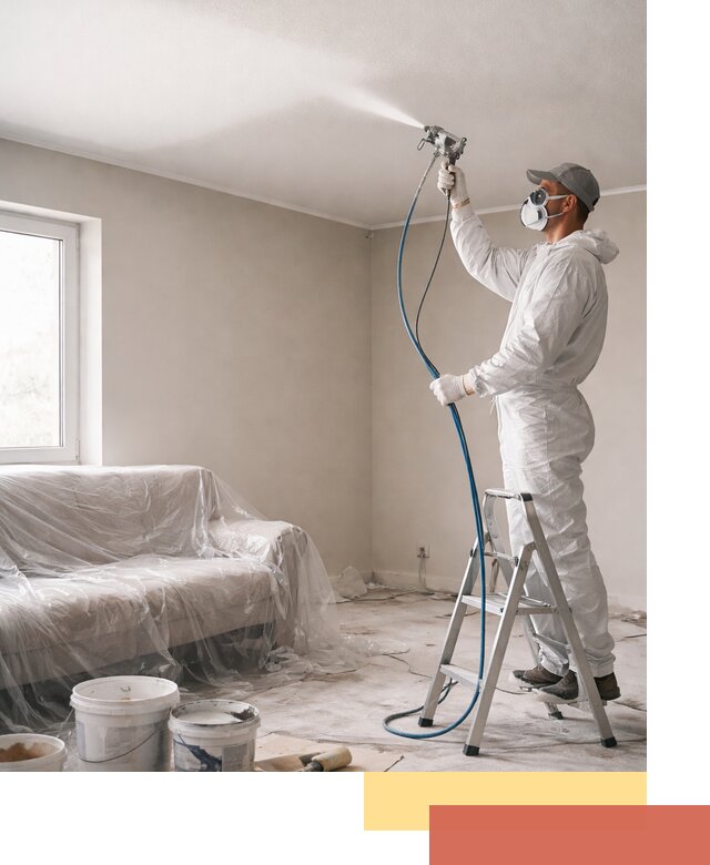 Покраска потолка краскопультом в Приморско-ахтарске быстро и качественно